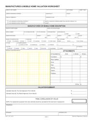 Document preview: Form PA-117 Manufactured & Mobile Home Valuation Worksheet - Wisconsin