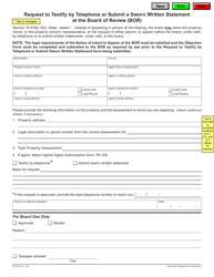 Document preview: Form PA-814 Request to Testify by Telephone or Submit a Sworn Written Statement at the Board of Review (Bor) - Wisconsin