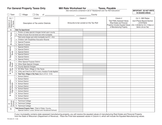 Document preview: Form PA-5/623 Mill Rate Worksheet - Wisconsin