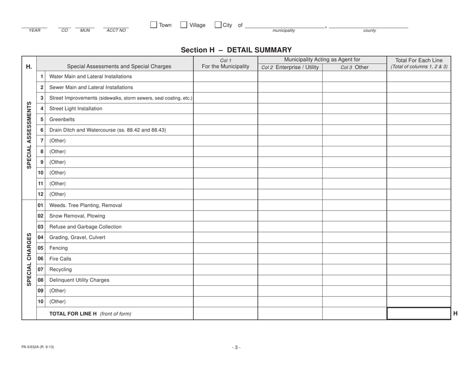 Form PA-5 / 632A Statement of Taxes - Wisconsin, Page 3