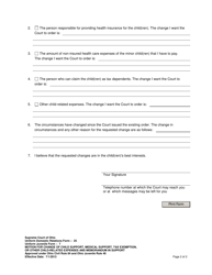 Uniform Domestic Relations Form 25 (Uniform Juvenile Form 7) Motion for Change of Child Support, Medical Support, Tax Exemption, or Other Child-Related Expenses and Memorandum in Support - Ohio, Page 2