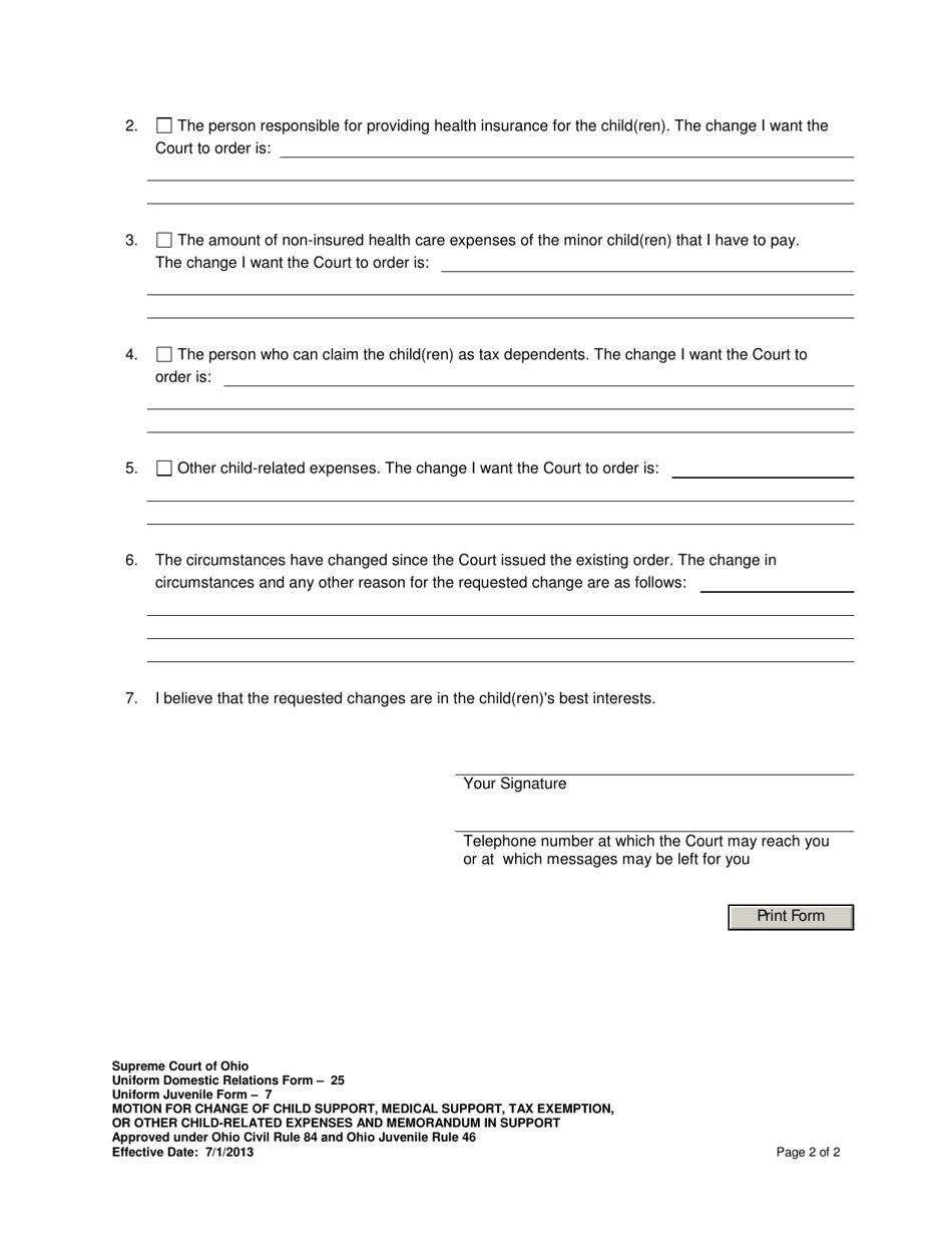 Uniform Domestic Relations Form 25 (Uniform Juvenile Form 7) - Fill Out ...