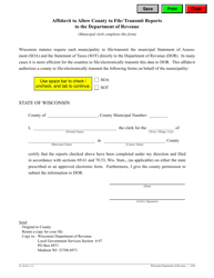 Document preview: Form PA-106 Affidavit to Allow County to File/Transmit Reports to the Department of Revenue - Wisconsin
