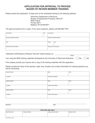 Document preview: Form PA-107AP Application for Approval to Provide Board of Review Member Training - Wisconsin