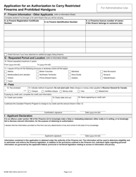 Form RCMP GRC5491E Application for an Authorization to Carry Restricted Firearms and Prohibited Handguns - Canada, Page 5