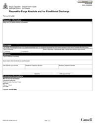 Document preview: Form RCMP GRC3953 Request to Purge Absolute and / or Conditional Discharge - Canada
