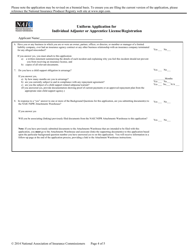 Uniform Application for Individual Adjuster or Apprentice License/Registration, Page 4