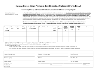 Form ECAB &quot;Kansas Excess Lines Premium Tax Reporting Statement Form&quot; - Kansas, Page 3