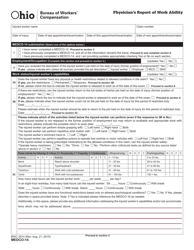 Form MEDCO-14 (BWC-3914) Physician&#039;s Report of Work Ability - Ohio, Page 3