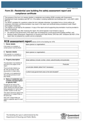 Form 25 &quot;Residential Care Building Fire Safety Assessment Report and Compliance Certificate&quot; - Queensland, Australia