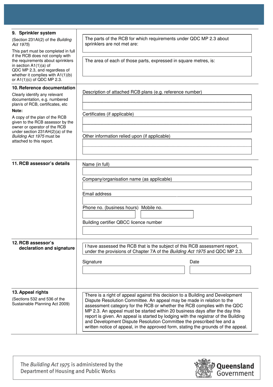 Form 25 Residential Care Building Fire Safety Assessment Report and Compliance Certificate - Queensland, Australia, Page 4