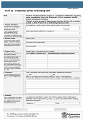 Form 29 &quot;Compliance Advice for Building Work&quot; - Queensland, Australia