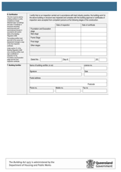 Form 21 Final Inspection Certificate - Queensland, Australia, Page 2
