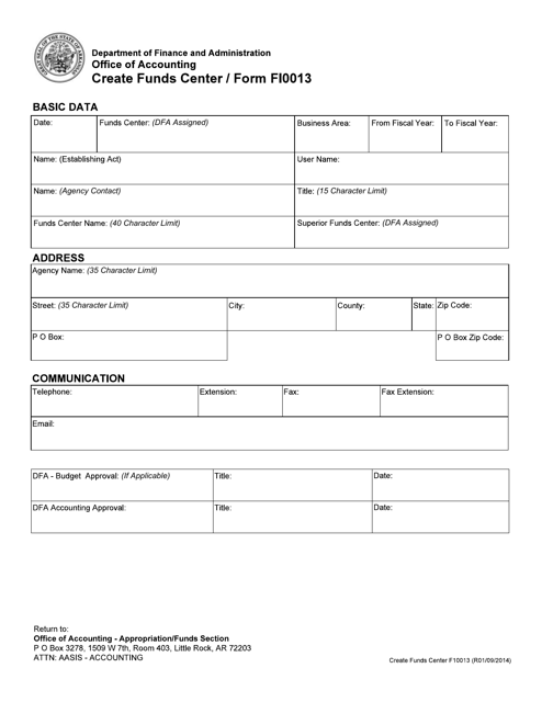 Form FI0013  Printable Pdf