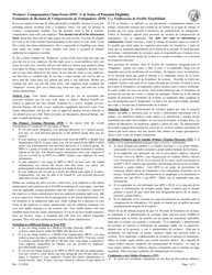 Form DWC1 &quot;Workers' Compensation Claim Form&quot; - California (English/Spanish)