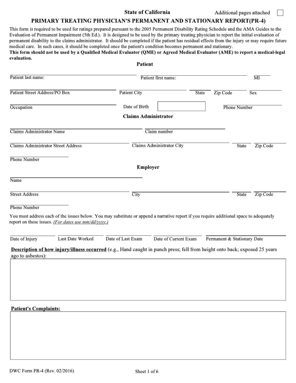 DWC Form PR4 Fill Out, Sign Online and Download Fillable PDF
