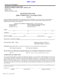 Document preview: QME Form 102 Registration for Qme Competency Examination - California