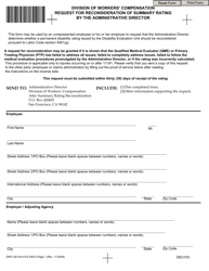 Document preview: DWC-AD Form 103 Request for Reconsideration of Summary Rating by the Administrative Director - California