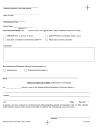 DWC-AD Form 103 Request for Reconsideration of Summary Rating by the Administrative Director - California, Page 2