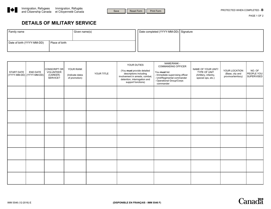 Form IMM5546 Fill Out, Sign Online and Download Fillable PDF, Canada