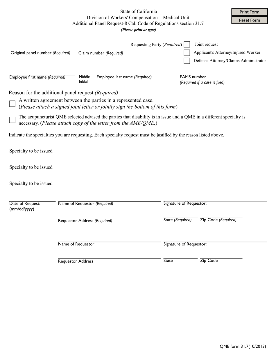 QME Form 31.7 - Fill Out, Sign Online and Download Fillable PDF ...