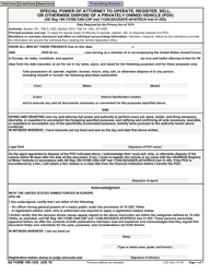 Document preview: AE Form 190-1AD Special Power of Attorney to Operate, Register, Sell, or Otherwise Dispose of a Privately Owned Vehicle (Pov)