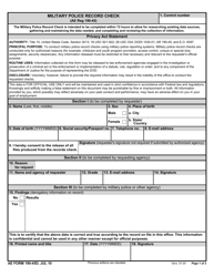 Document preview: AE Form 190-45D Military Police Record Check