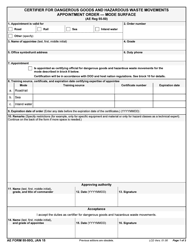 Document preview: AE Form 55-50G Certifier for Dangerous Goods and Hazardous Waste Movements Appointment Order - Mode Surface
