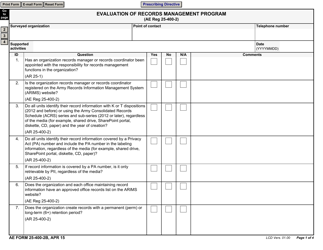Document preview: AE Form 25-400-2B Evaluation of Records Management Program