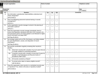 AE Form 25-400-2B Evaluation of Records Management Program, Page 2