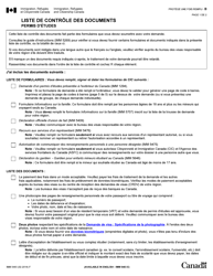 Document preview: Forme IMM5483 Liste De Controle DES Documents - Permis D'etudes - Canada (French)