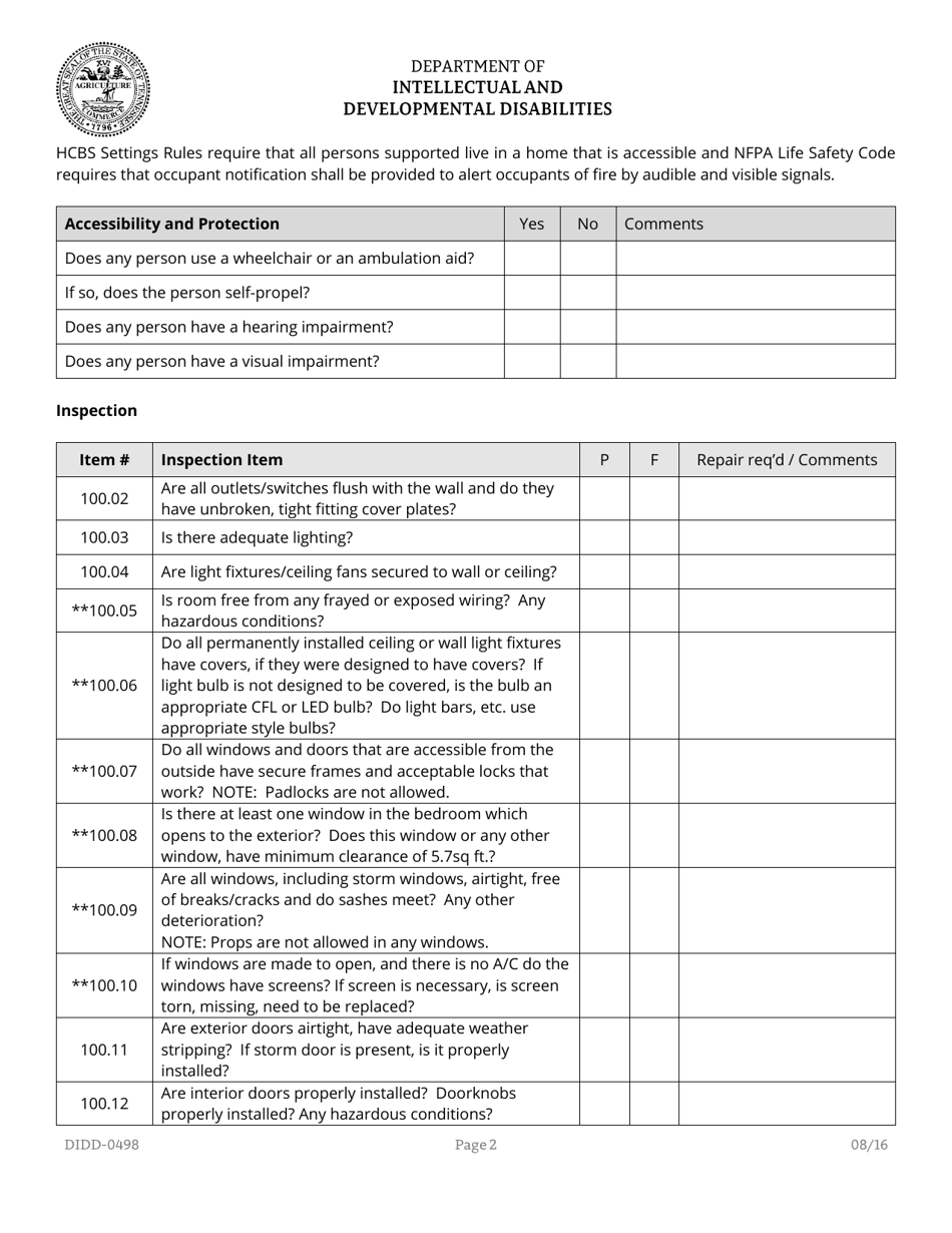 Form DIDD-0498 - Fill Out, Sign Online and Download Printable PDF ...