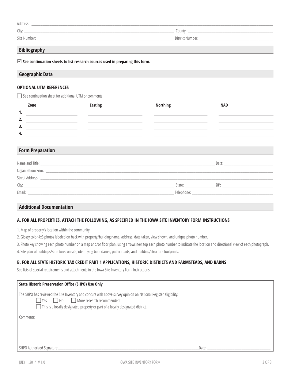 Iowa Site Inventory - Iowa, Page 3