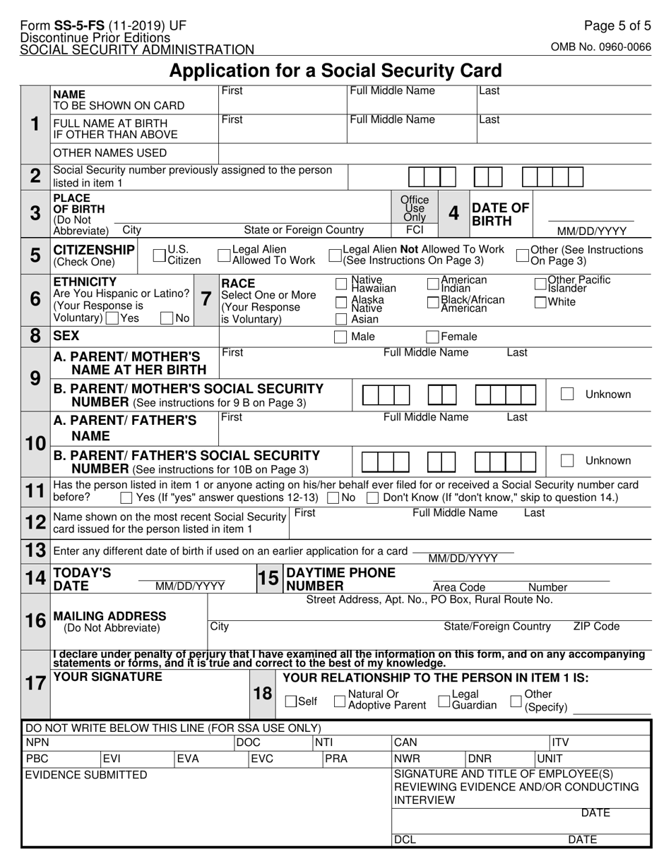 Form SS-5-FS Application for a Social Security Card, Page 5