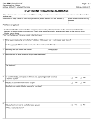 Document preview: Form SSA-753 Statement Regarding Marriage