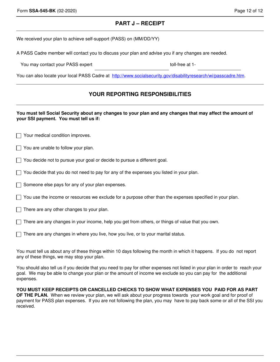 Form SSA-545-BK Plan to Achieve Self-support (Pass), Page 12