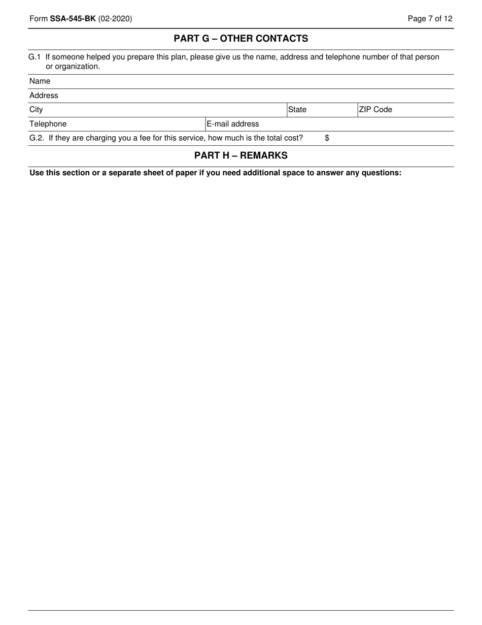 Form SSA-545-BK Plan to Achieve Self-support (Pass), Page 7
