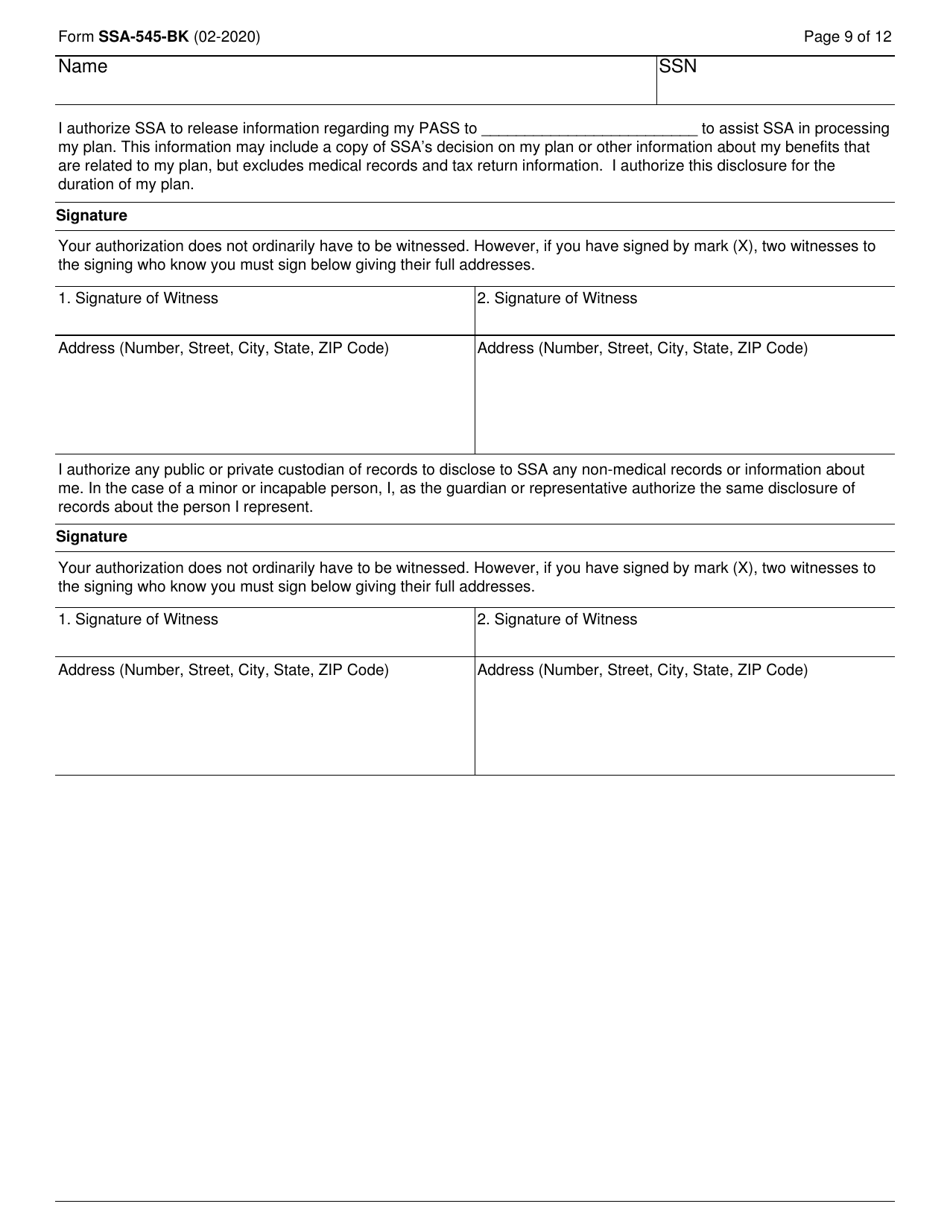Form SSA-545-BK Plan to Achieve Self-support (Pass), Page 9
