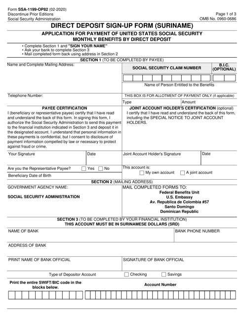 Form SSA-1199-OP82  Printable Pdf