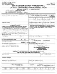 Form SSA-1199-OP94 Direct Deposit Sign-Up Form (Bermuda)