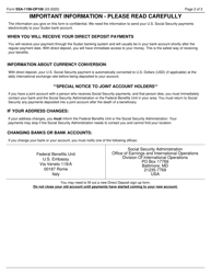Form SSA-1199-OP106 Direct Deposit Sign-Up Form (Sudan), Page 2