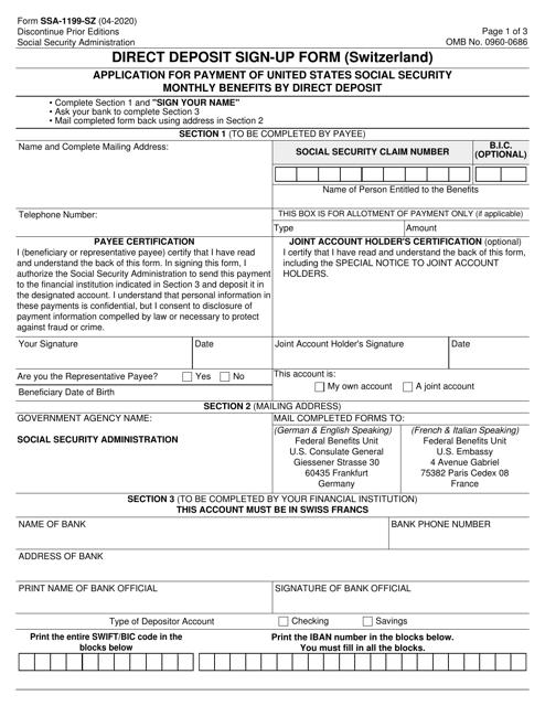 Form SSA-1199-SZ  Printable Pdf