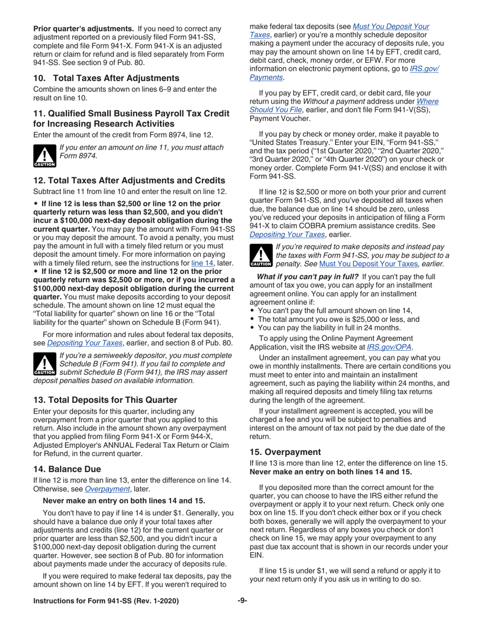 Instructions for IRS Form 941-SS Employers Quarterly Federal Tax Return - American Samoa, Guam, the Commonwealth of the Northern Mariana Islands, and the U.S. Virgin Islands, Page 11