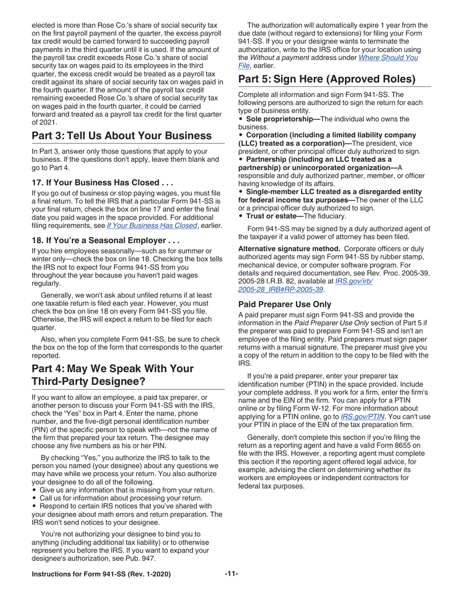 Instructions for IRS Form 941-SS Employers Quarterly Federal Tax Return - American Samoa, Guam, the Commonwealth of the Northern Mariana Islands, and the U.S. Virgin Islands, Page 13