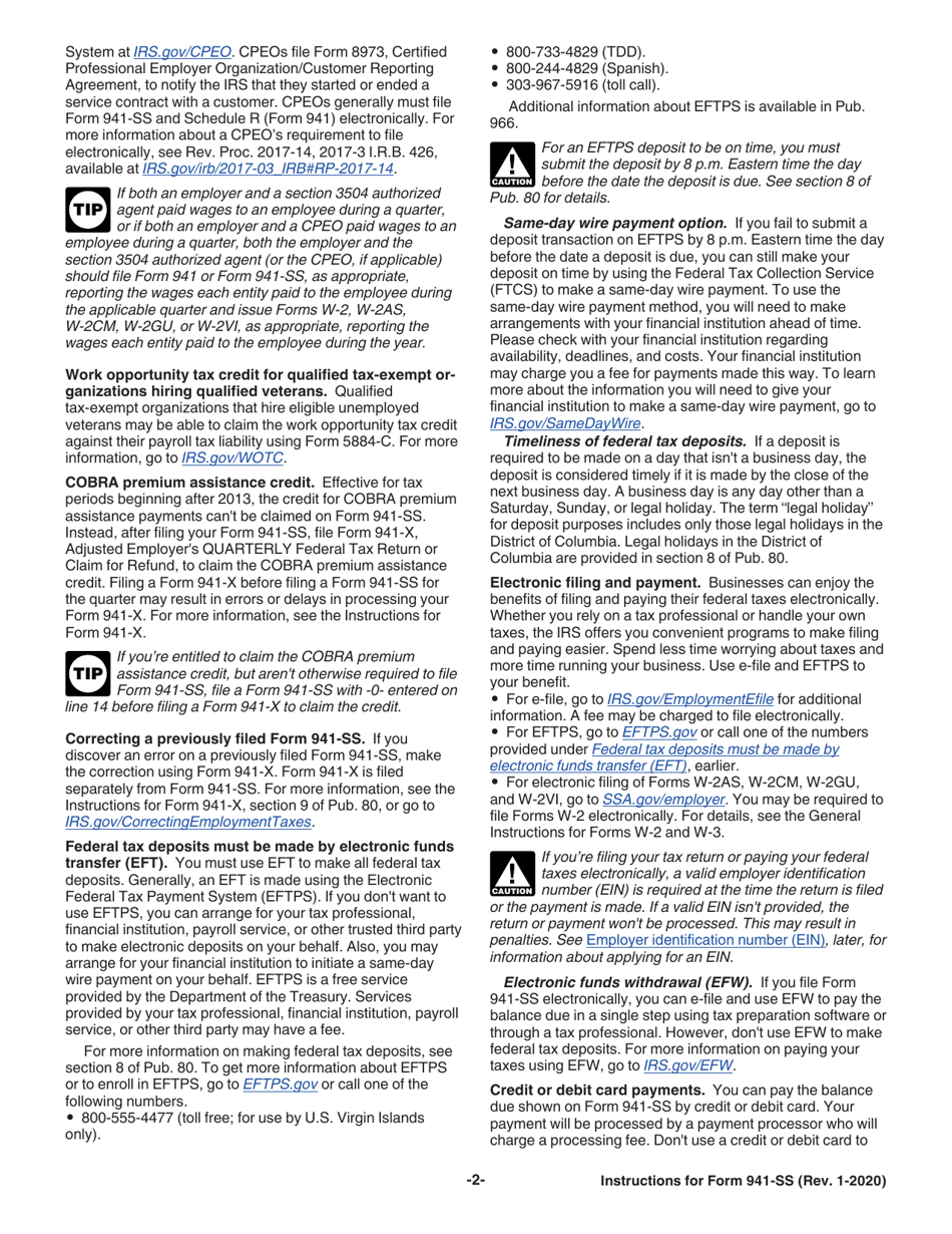 Instructions for IRS Form 941-SS Employers Quarterly Federal Tax Return - American Samoa, Guam, the Commonwealth of the Northern Mariana Islands, and the U.S. Virgin Islands, Page 4