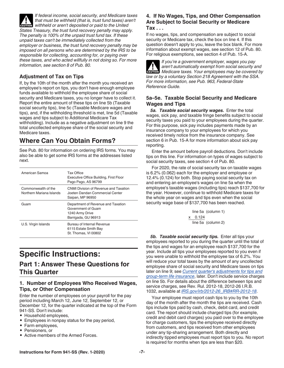Instructions for IRS Form 941-SS Employers Quarterly Federal Tax Return - American Samoa, Guam, the Commonwealth of the Northern Mariana Islands, and the U.S. Virgin Islands, Page 9