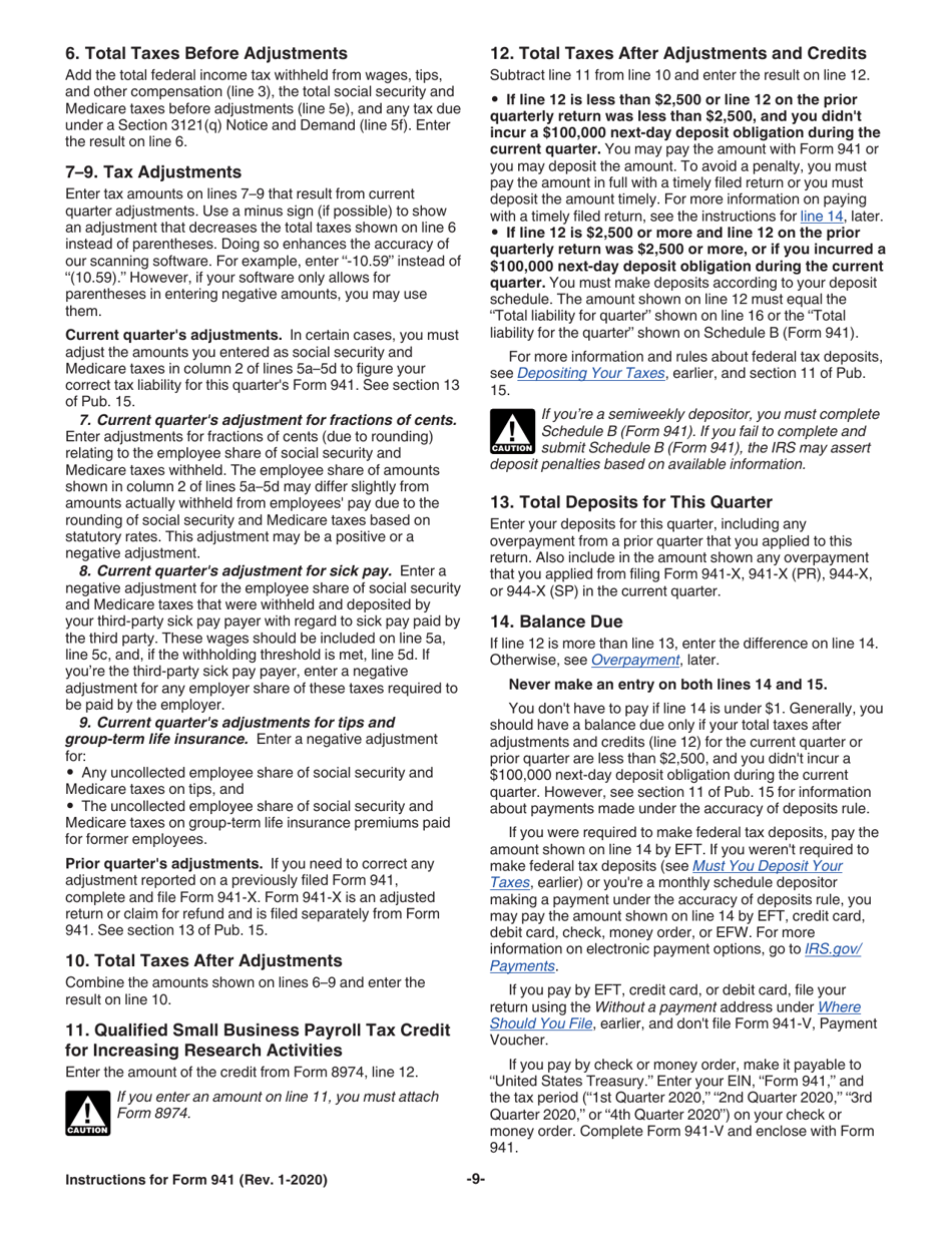 Instructions for IRS Form 941 Employers Quarterly Federal Tax Return, Page 11