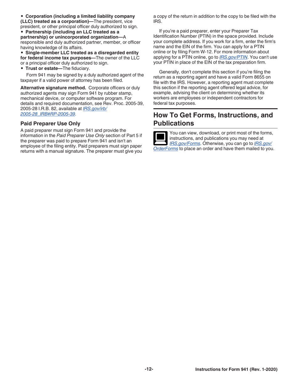 Instructions for IRS Form 941 Employers Quarterly Federal Tax Return, Page 14