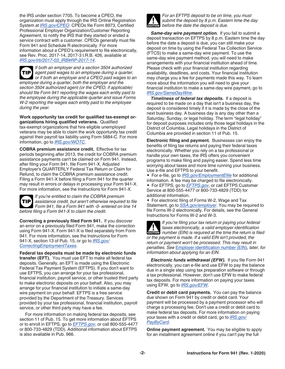 Instructions for IRS Form 941 Employers Quarterly Federal Tax Return, Page 4