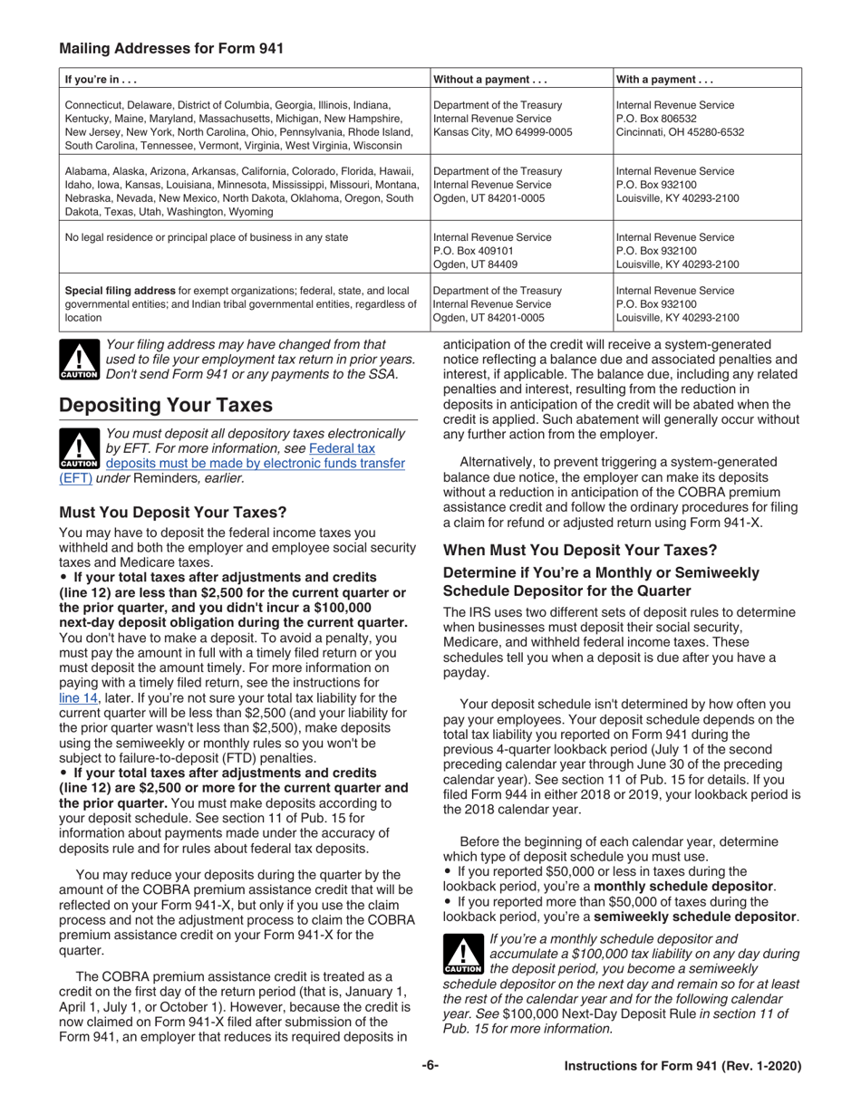 Instructions for IRS Form 941 Employers Quarterly Federal Tax Return, Page 8